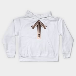 Tyr / Tiwaz - Bone and Burnt Wood - Viking / Norse / Saxon Futhark Rune Kids Hoodie